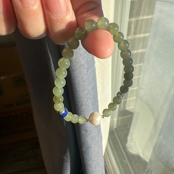 Pale green jade bracelets (short and long) OOAK - Picture 5 of 8